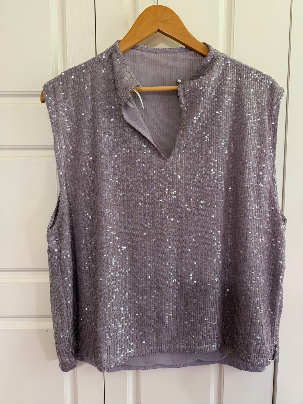 Anthropologie Lavender Sequin Knit Shell - Picture 3 of 6
